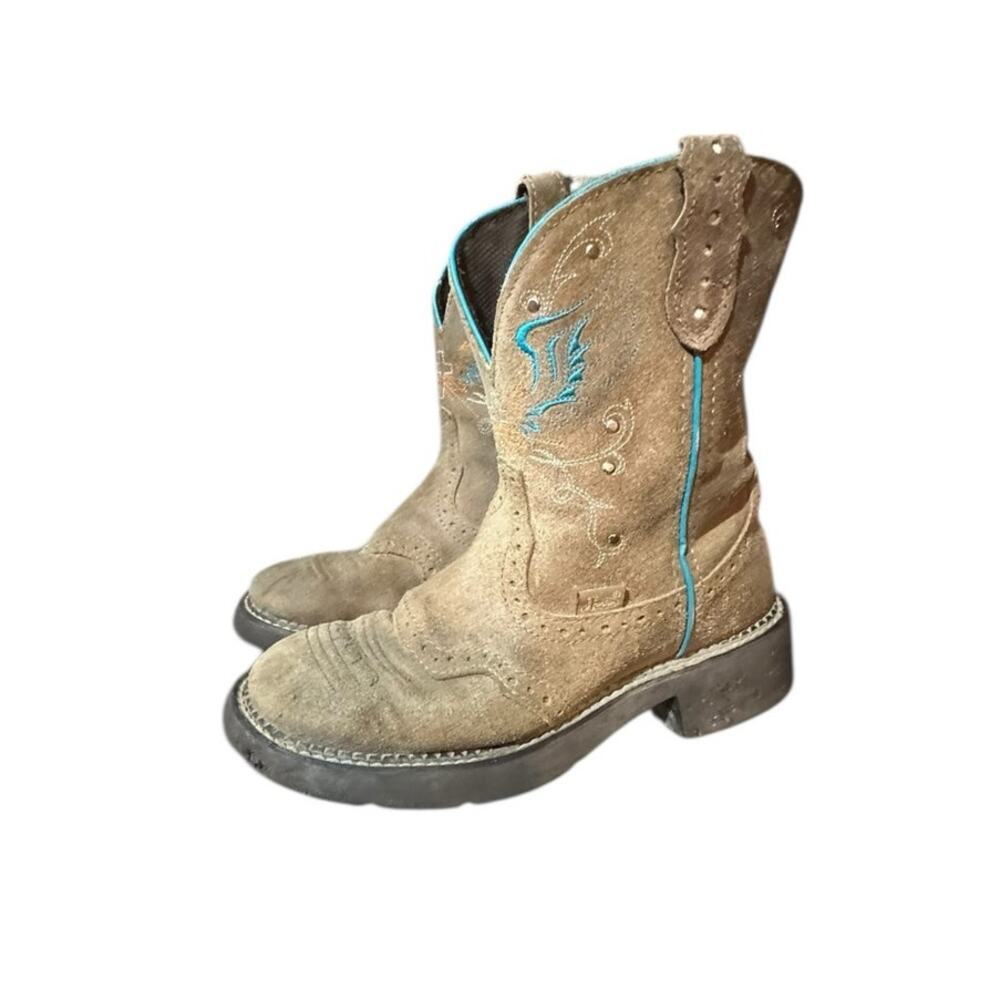 Justin L9603 Ladies Gypsy Western Boot Brown Saddle Fashion Round Toe Size 7.5 B